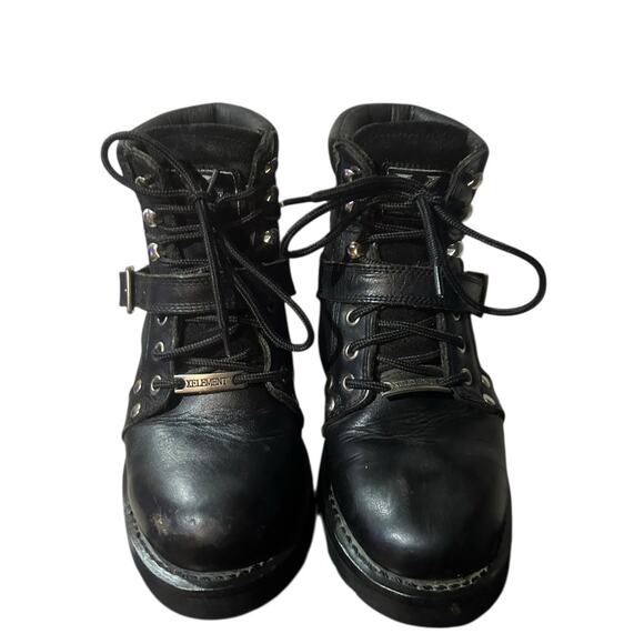 Xelement Womens Ultimate Leather Steel Toe Lace-Up Motorcycle Biker Boots Sz 8 M - Picture 3 of 10